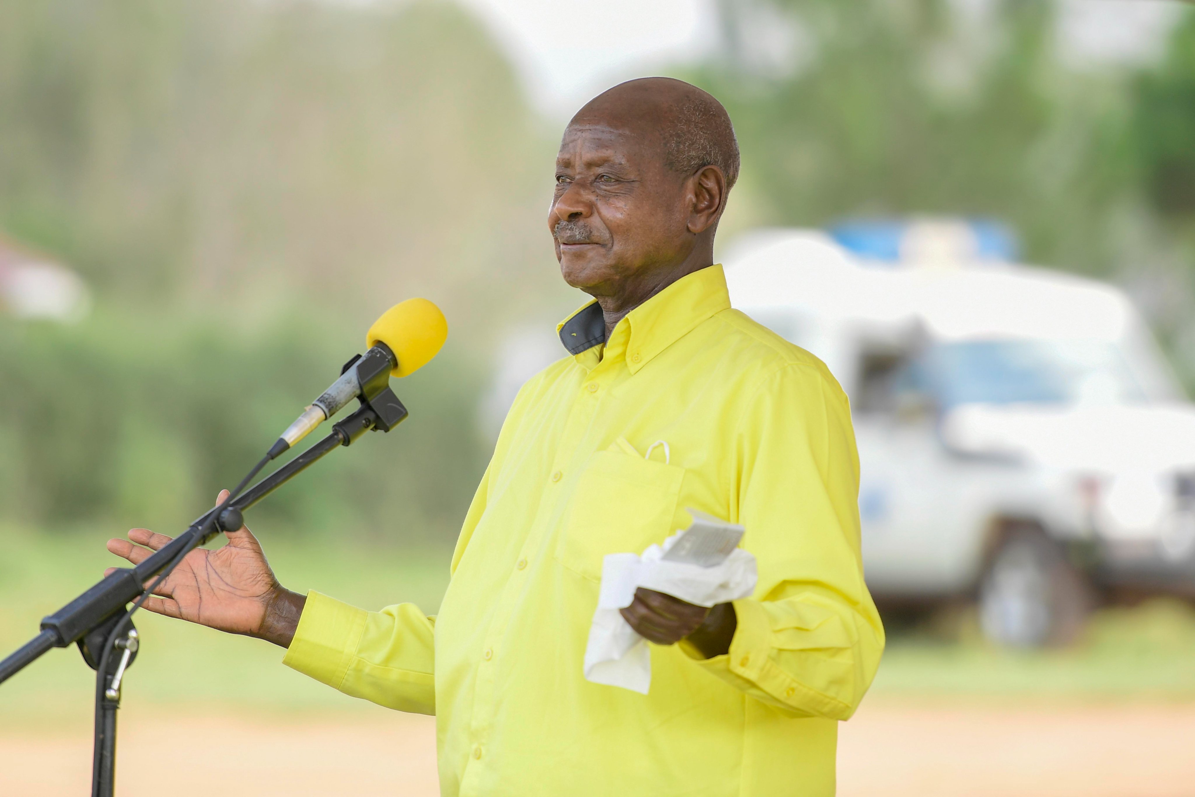 Museveni speaking in Mbarara