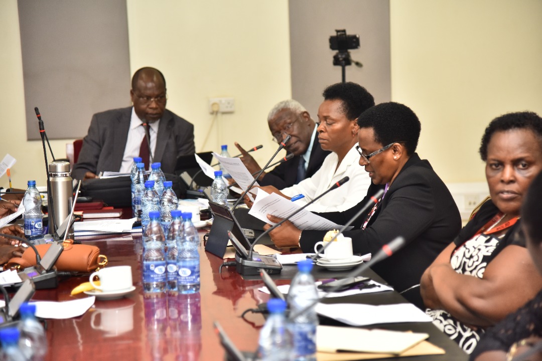 Ministers Tom Butiime and Peace Mutuuzo before the Committee on Trade and Tourism