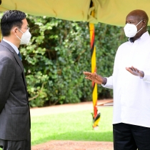 President Museveni with the Chinese envoy