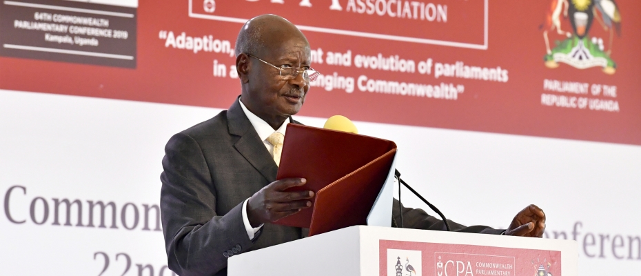 President Museveni at the opening of the 64thCPC in Munyonyo. PPU photo