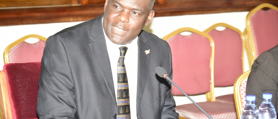 Justice Mike Chibita appearing before the Appointments Committee on Monday. Photo by Max Patrick Ocaido