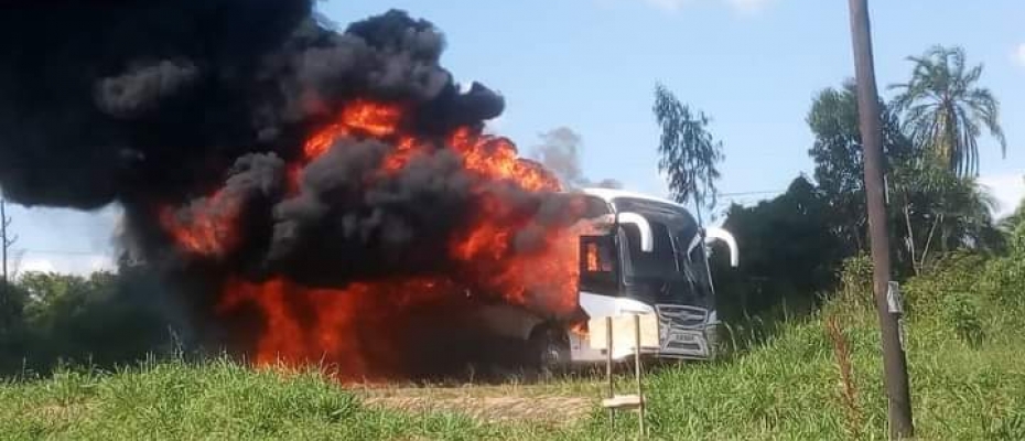 Parliament bus that caught fire