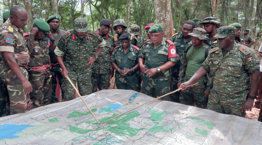 Operation Shujaa Commanders Muhanga, Bombele Hold Review Meeting