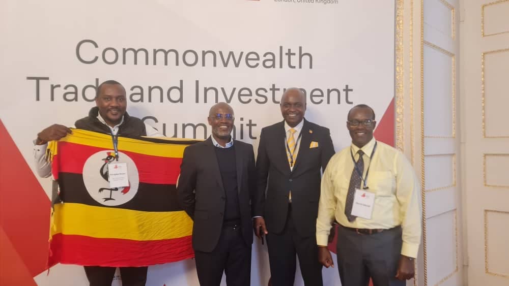 The writer With Nicholas Karamagi, Senior Presidential Adviser on Trade & Investment [UK & Europe], Andrew Mwenda & Moses Karugaba of The Implementing Partner Ltd.