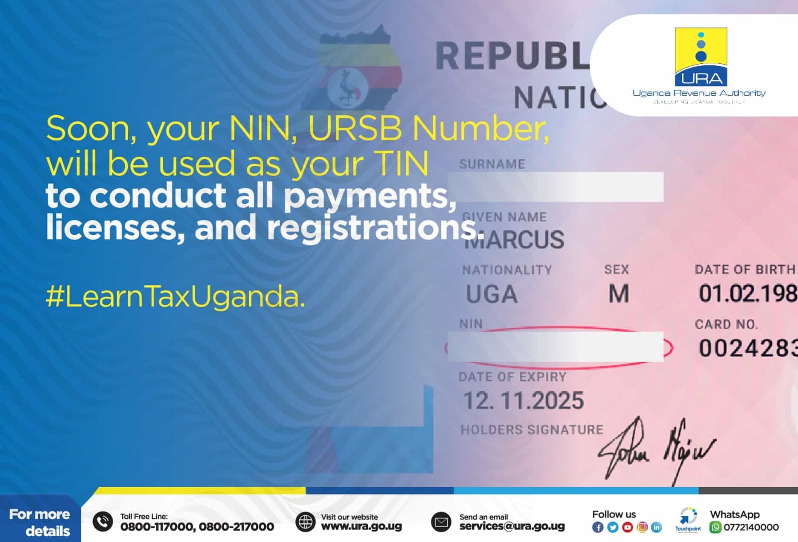 URA to Merge NIN and TIN for Seamless Tax, Service Access