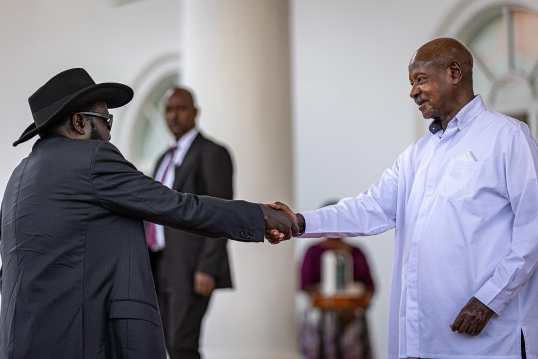 President Salva Kiir Mayardit of the Republic of South Sudan with President Museveni.