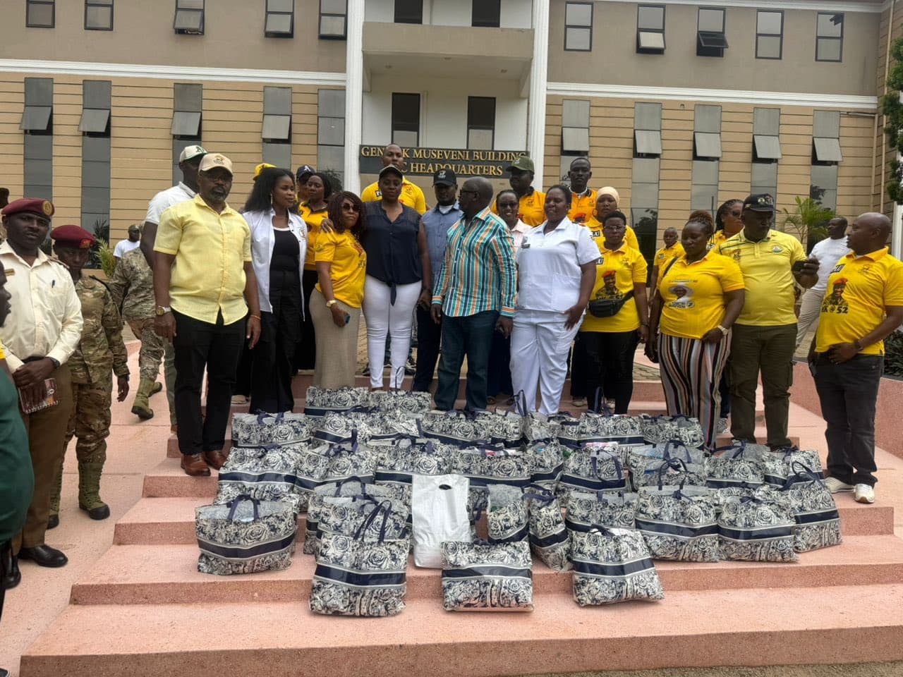 The PLU Diaspora, led by Ronnie Kananura and Steven Rutasharara, has donated essential maternal items to SFC health units in Entebbe.