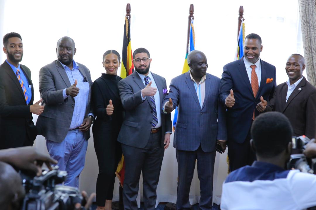 The African-American investors at Entebbe airport on Friday