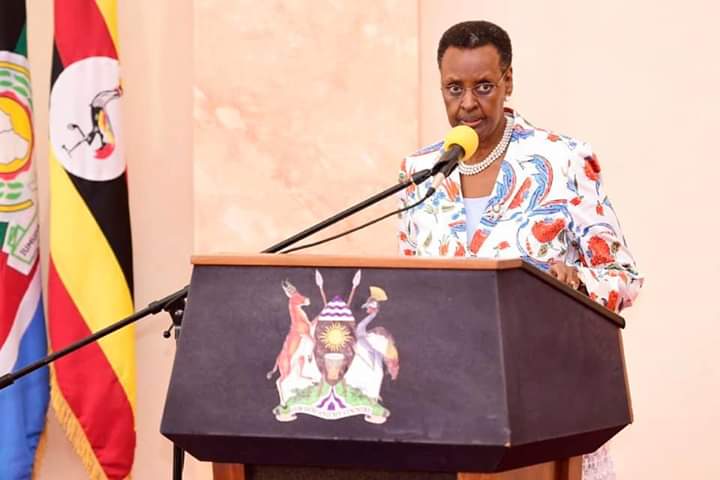 Minister of Education Janet Museveni in a televised address on Saturday. PPU photo