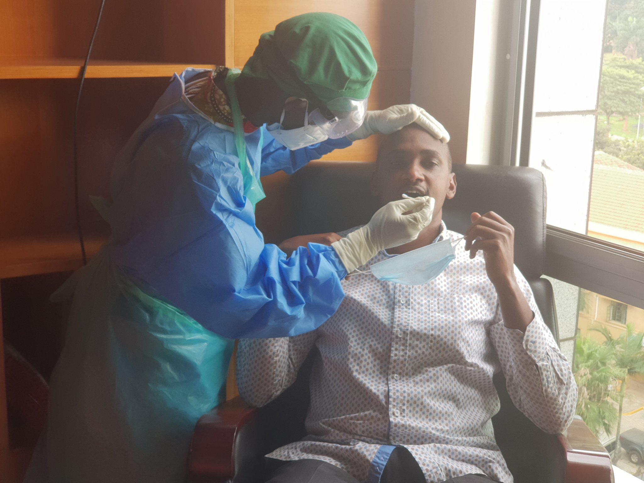 Minister Frank Tumwebaze being tested for COVID-19