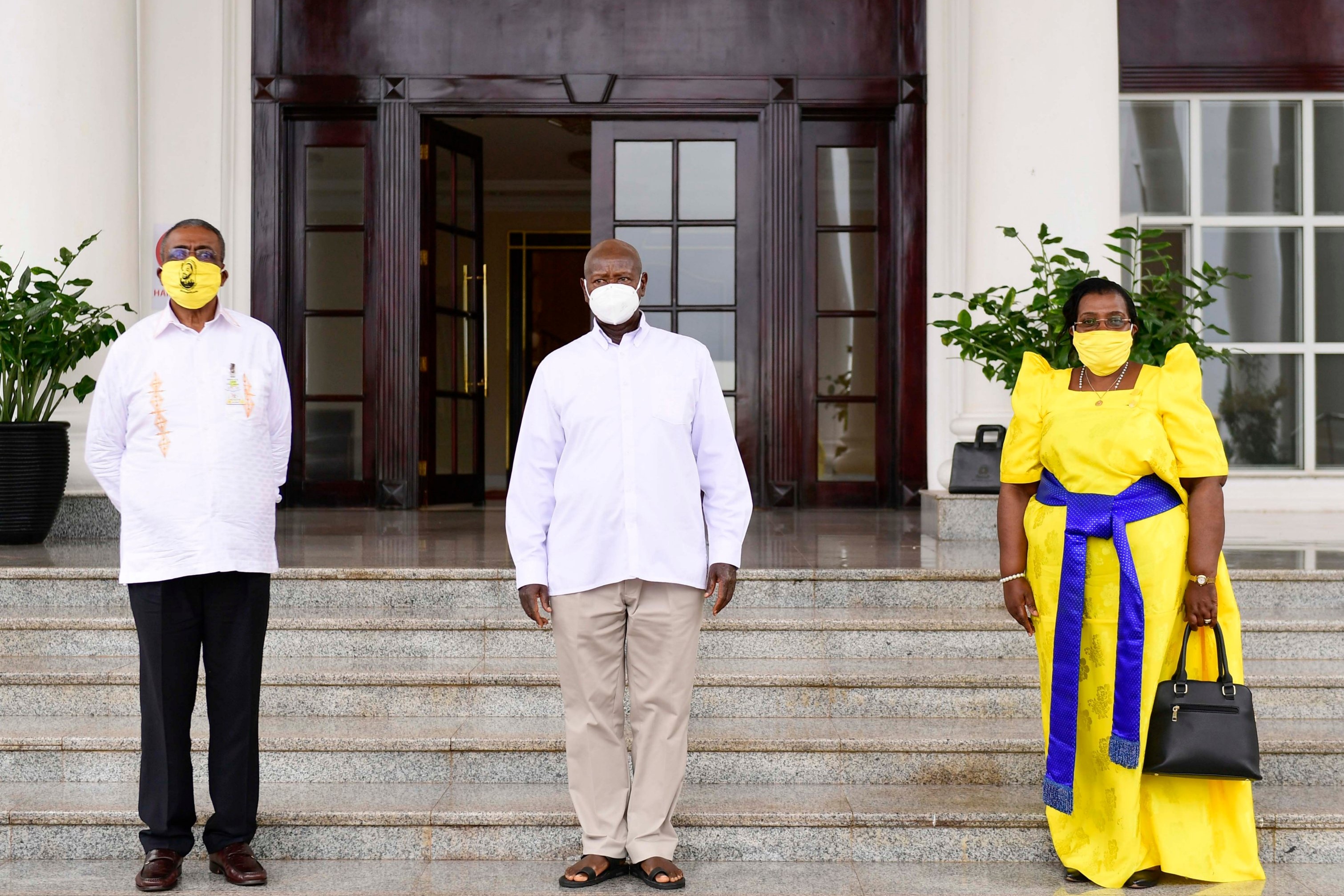 President Museveni with Capt Francis Babu and his wife Margaret Zziwa following the meeting at State  