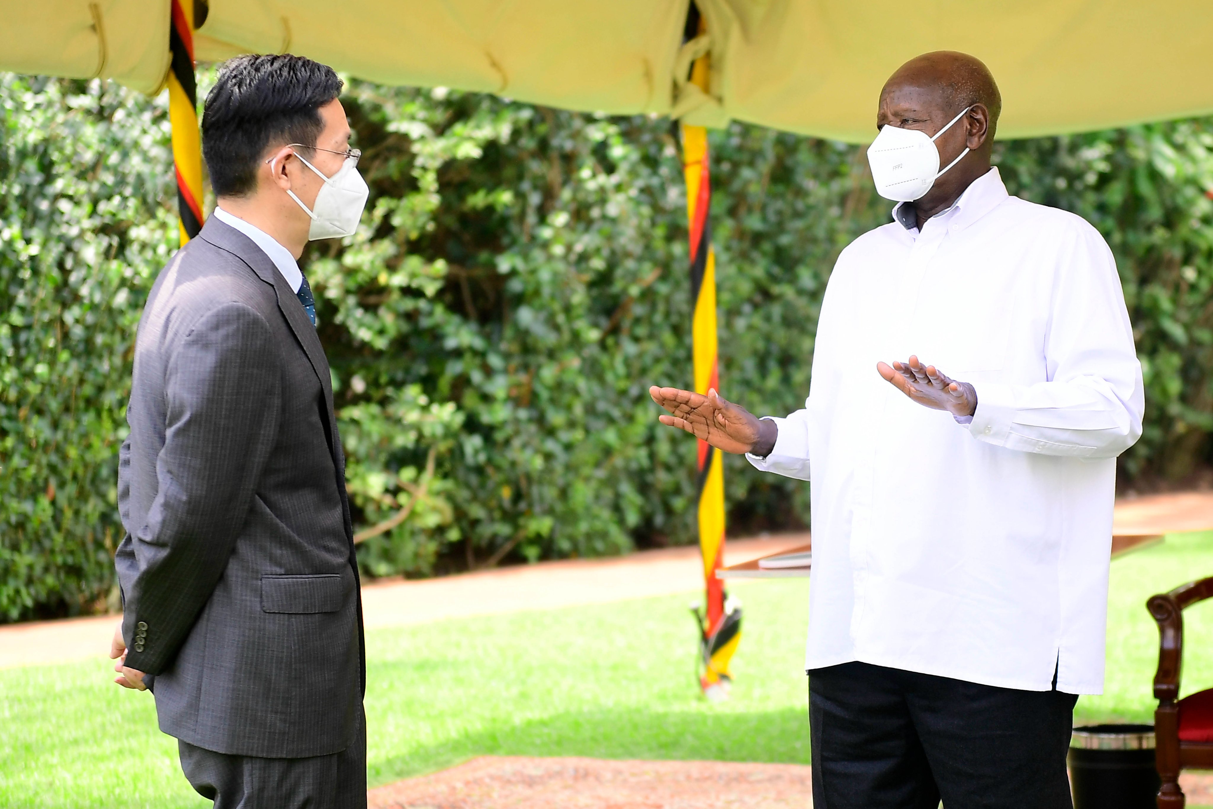 President Museveni with the Chinese envoy