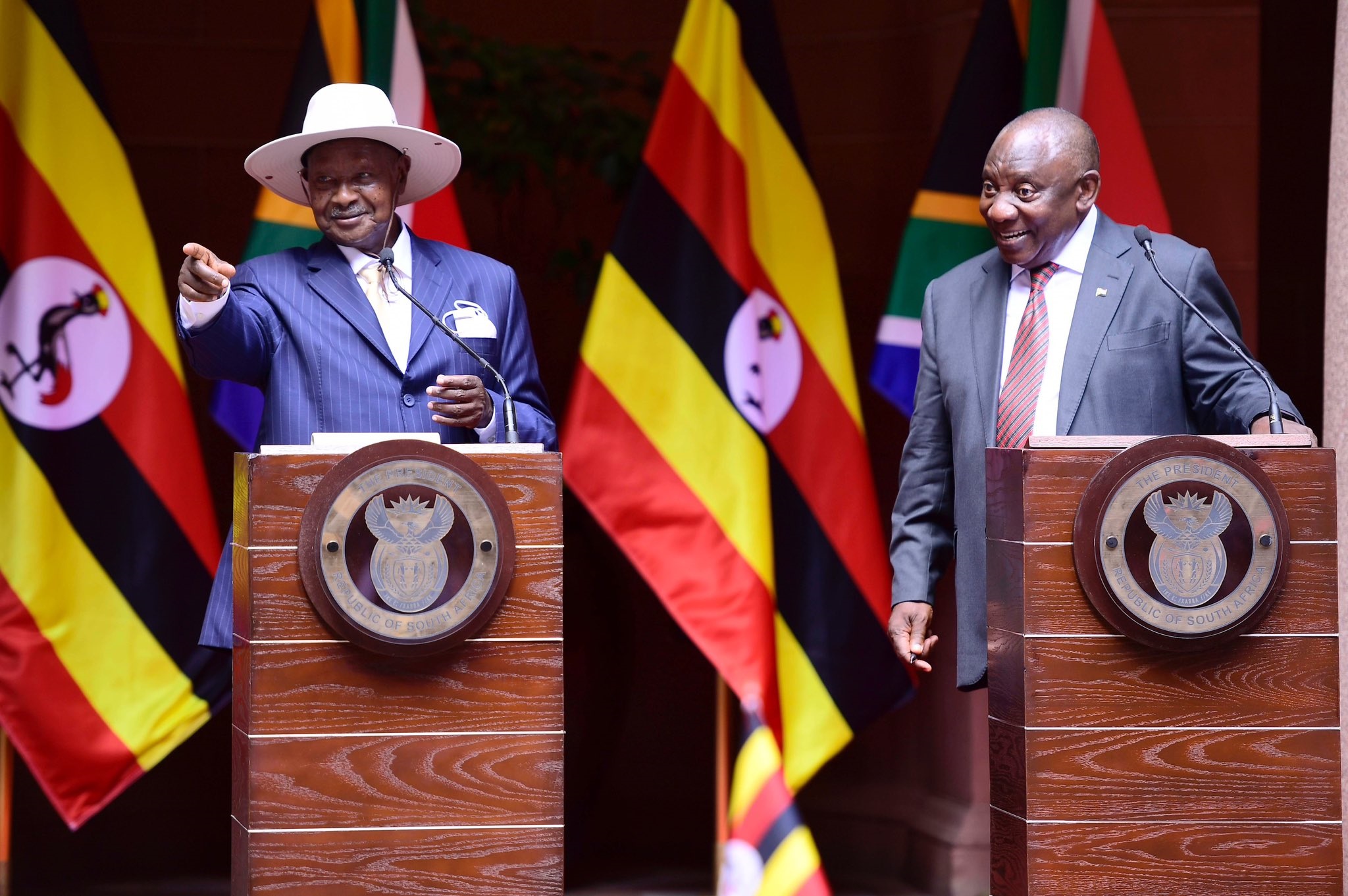 President Yoweri Museveni and Cyril Ramaphosa