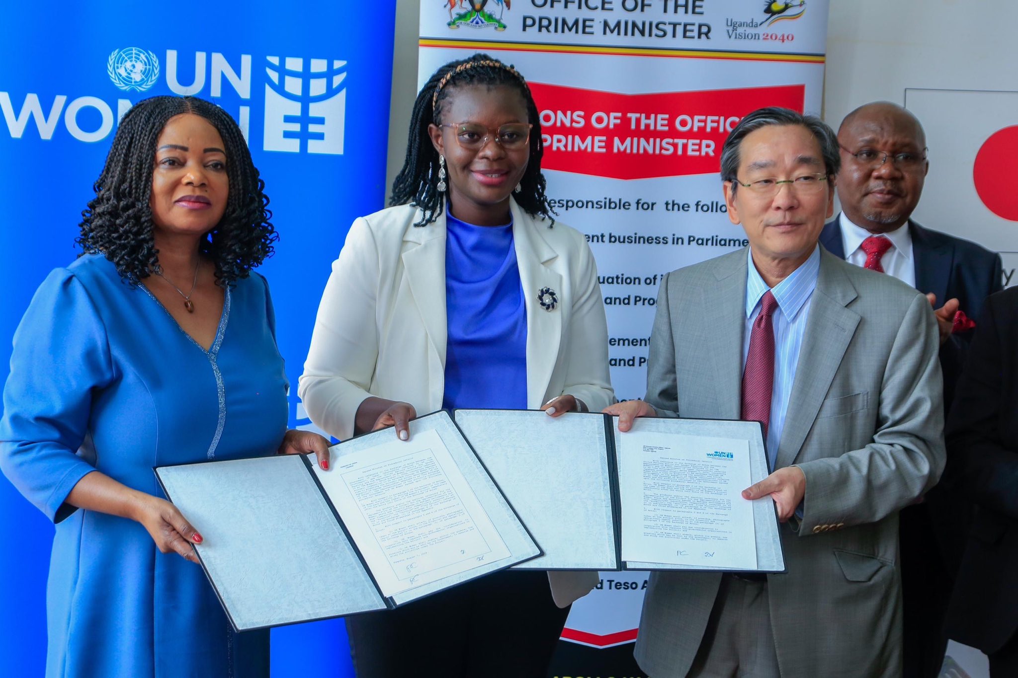 L-R UN Women Uganda Country Representative, Dr. Paulina Chiwangu, Hon. Dr. Lillian Aber and H.E. Takuya Sasayama