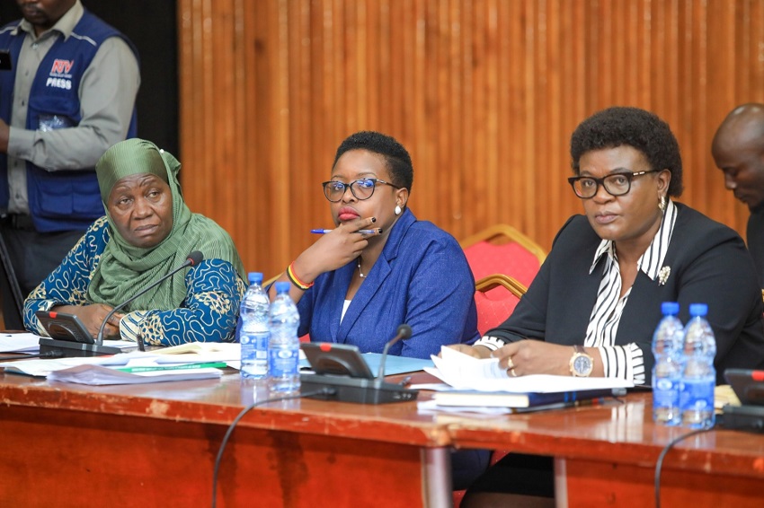 L-R: KCCA's Hon. Minsa Kabanda, Doreen Nyanjura and Dorothy Kisaka appearing before COSASE