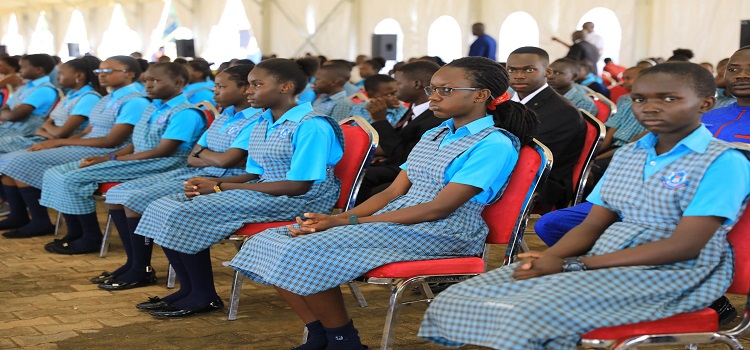 Pupils from Cred Nursery and Primary School in Gulu City listen to the debate from the public gallery during the sitting