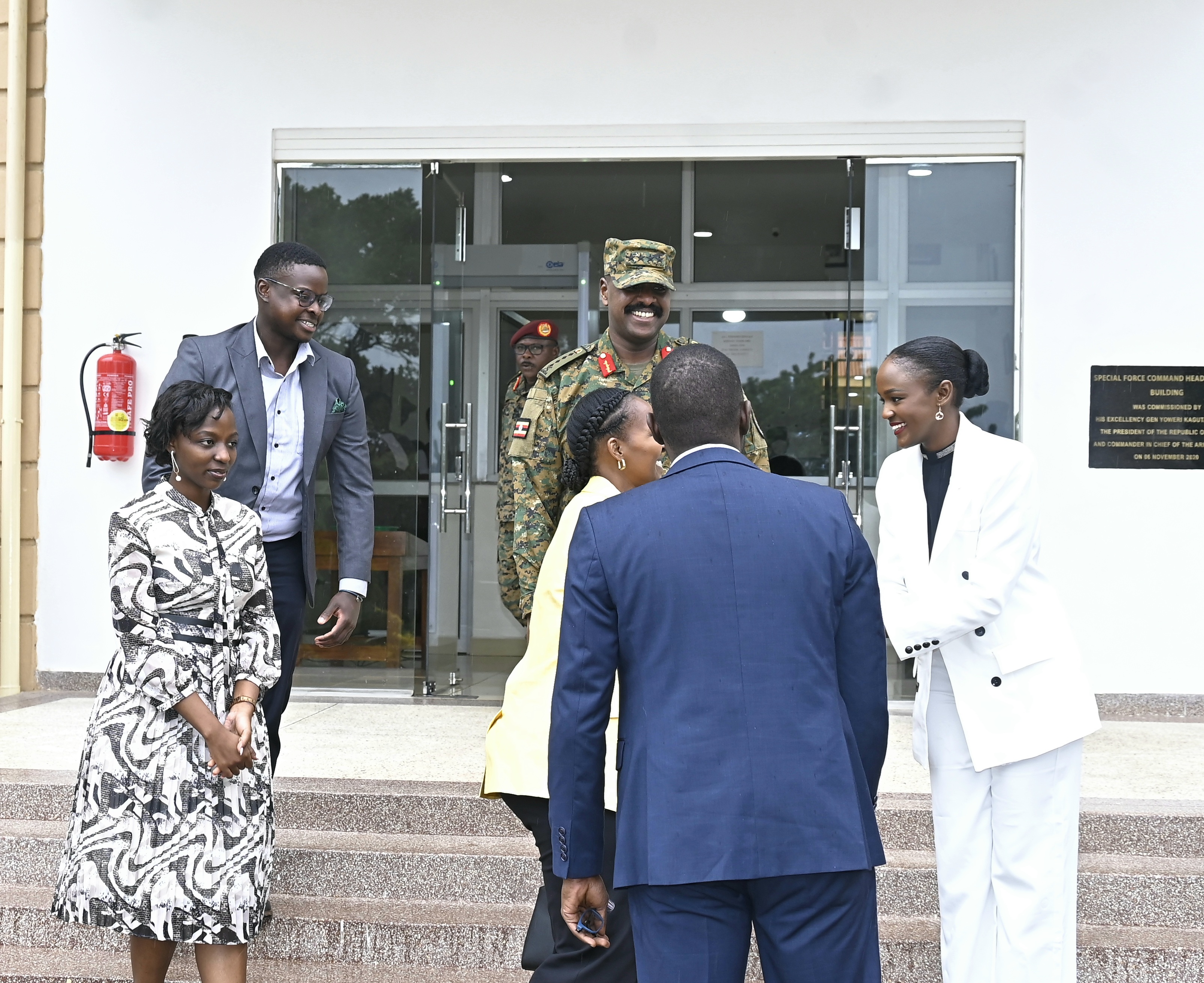 General Kainerugaba's wife, Charlotte, also joined him in receiving the couple.