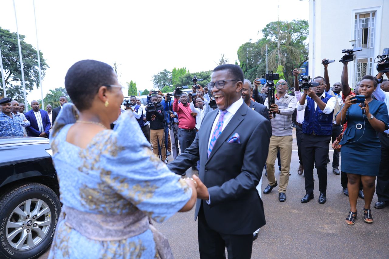 Kattikiro Mayiga welcomes Speaker Among to Bulange