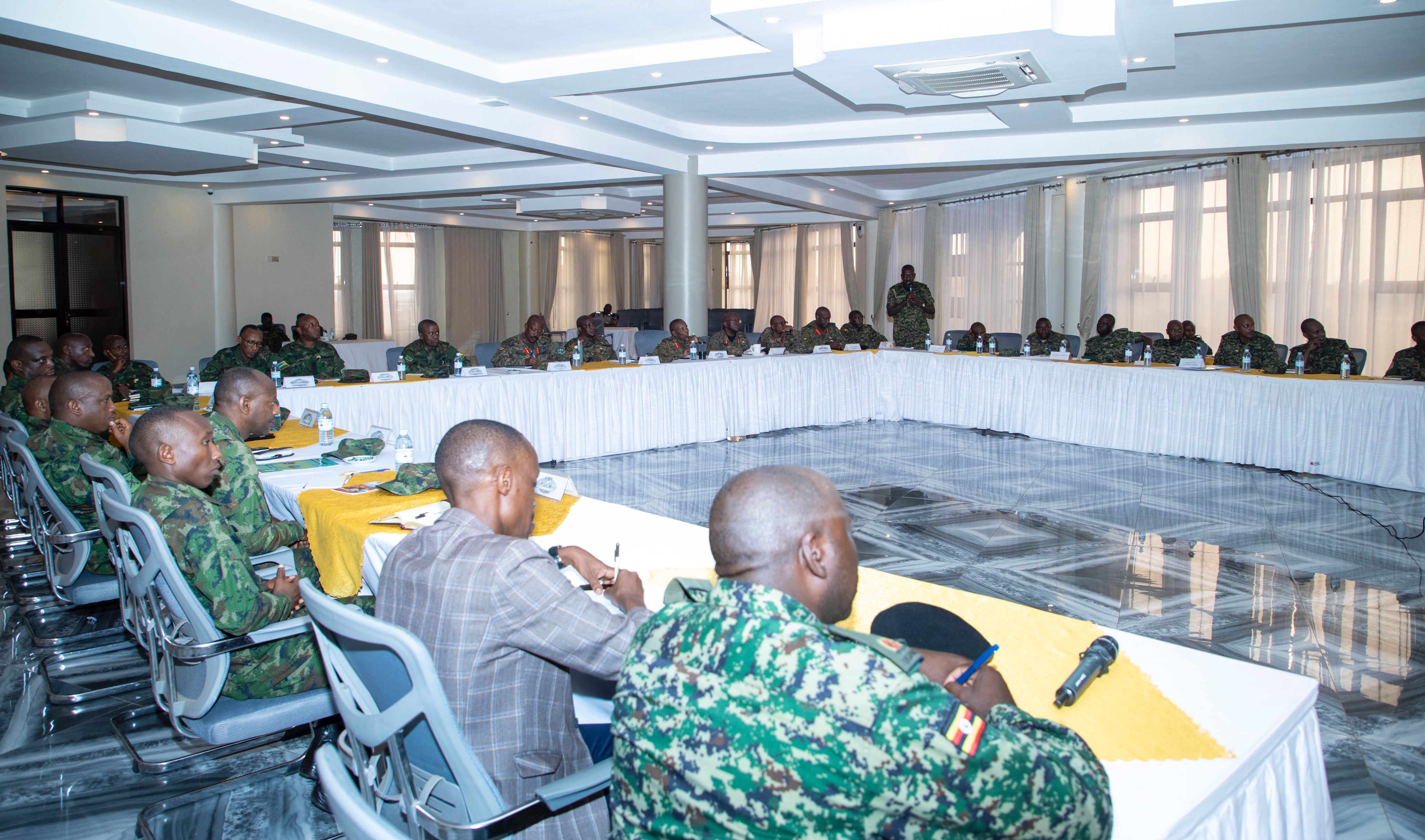 The RDF delegation was led by Maj Gen Vincent Nyakarundi, Army Chief of Staff who was welcomed by Maj Gen James Birungi, the Chief of Defence Intelligence and Security of the UPDF