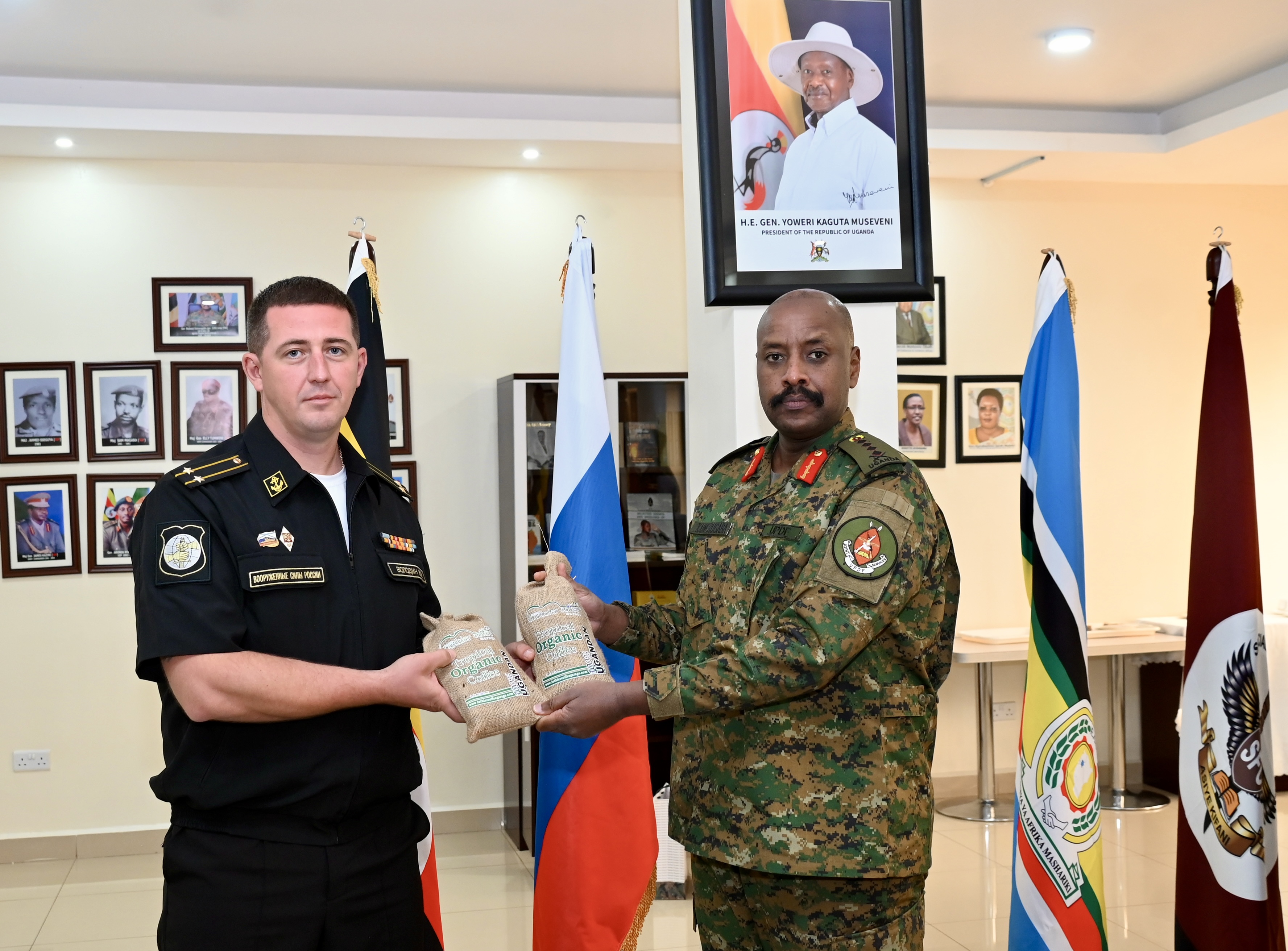 The Chief of Defense Forces, Gen Muhoozi Kainerugaba, met with a high-level Russian military delegation at the Special Forces Command (SFC) headquarters in Entebbe.