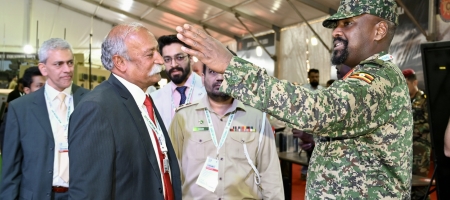 Gen Kainerugaba interacts with Pakistani Security officials in Karachi recently 