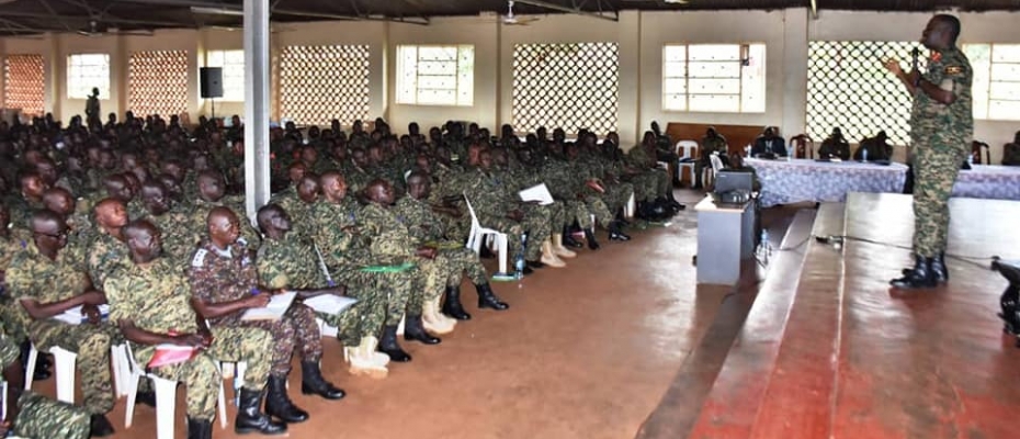 CDF Gen Muhoozi openning a pre-retirement training. DPU photo