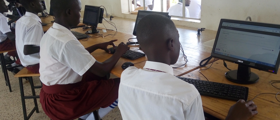 Students of Ongongoja SS using the newly revamped ICT lab