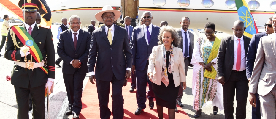 President Museveni arrives in Addis Ababa. PPU Photo