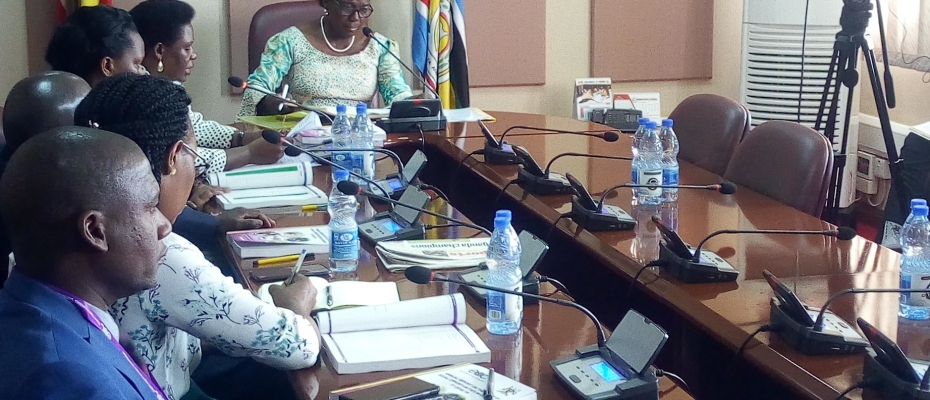 Speaker Rebecca Kadaga receiving a report from Equal Opportunities Commission on Wednesday. Photo by Max Patrick Ocaido