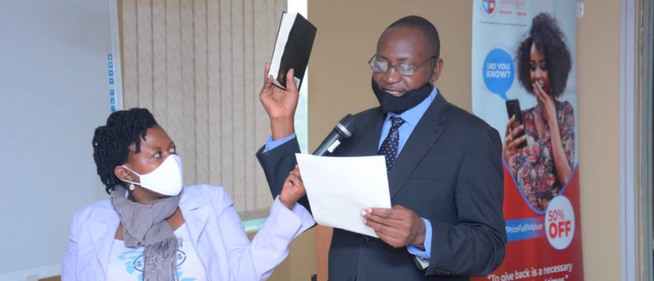 In the colorful ceremony that took place at the University conducted by Her Worship Agnes Nkonge, Joram Kahenano was sworn in as chairperson of the Council specializing in leadership, while Joseph Biribonwa  became Vice Chair Person specializing in Governance