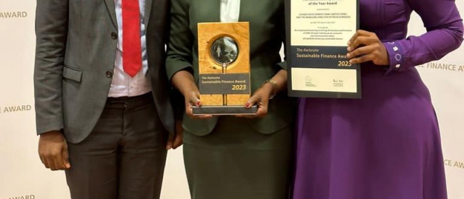 Uganda Development Bank’s Managing Director Patricia Ojangole for the third year running won the Sustainability Leader of the Year Award at the prestigious Annual Karlsruhe Sustainable Finance Awards. 