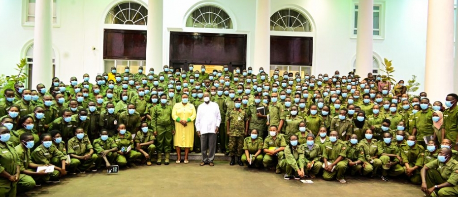 President Museveni C poses for a photo with over 200 intern doctors after giving them an opportunity lecture at State House Entebbe on Saturday The interns have concluded a leadership training course at NALI Kyankwanzi