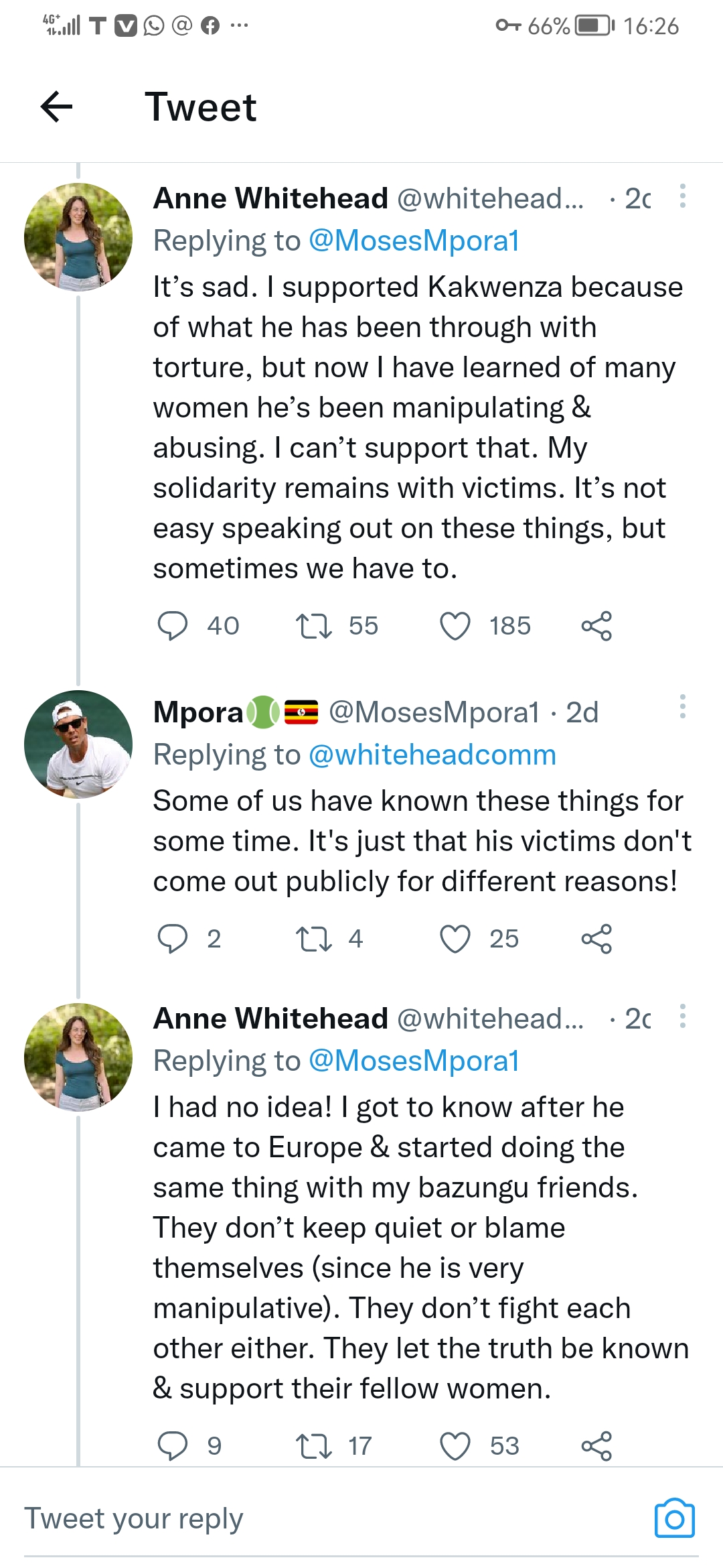 Twitter posts on Kakwenza