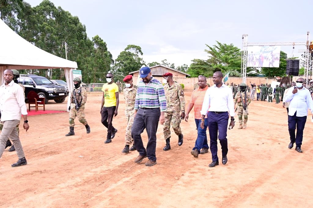 Gen Kainerugaba arriving at the event with MP Daudi Kabanda